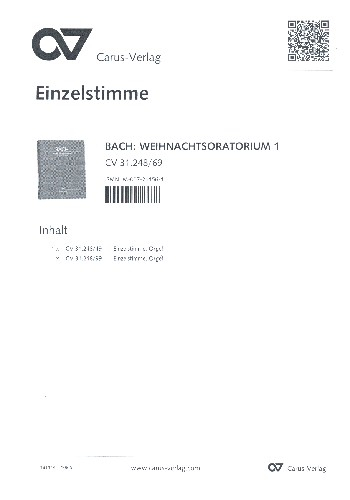 Weihnachtsoratorium BWV248 Teile 1-6 für Soli, gem Chor und Orchester
