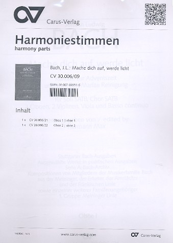 Mache dich auf werde licht für Soli, gem Chor und Instrumente