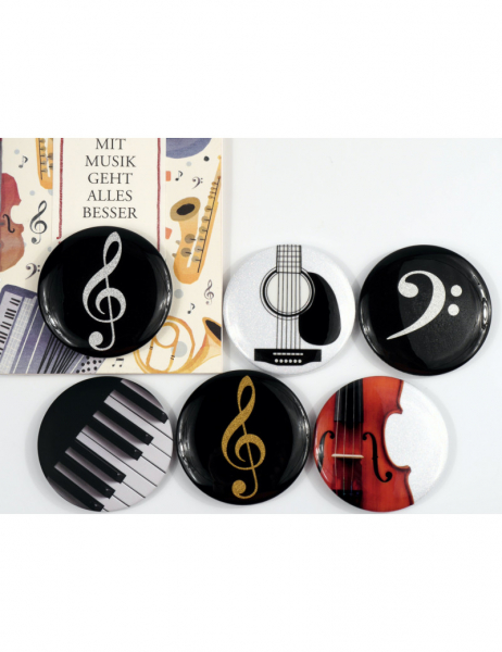 Magnet agifty Magnet Button: Violinschlüssel Silber Glitter