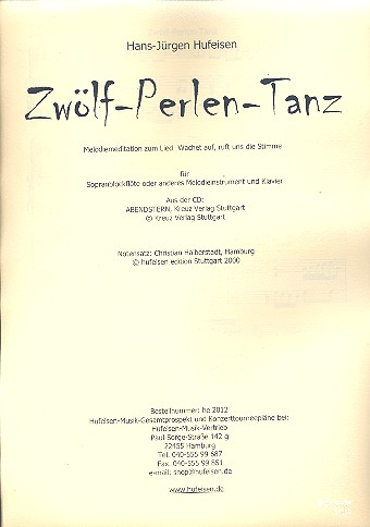 Zwölf-Perlen-Tanz für Blockflöte (oder anderes Melodieinstrument)