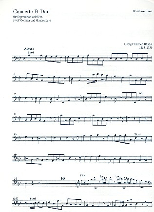 Concerto B-Dur für Sopraninoblockflöte, 2 Violinen