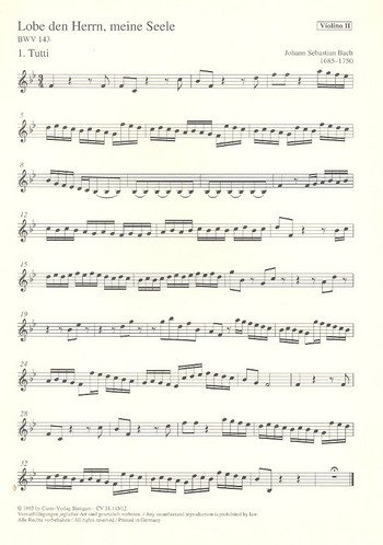 Lobe den Herrn, meine Seele Kantate Nr.143 Nr.143
