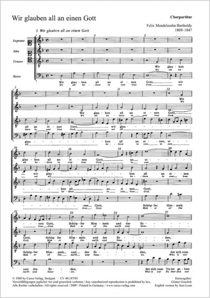 Wir glauben all an einen Gott für Chor und Orchester