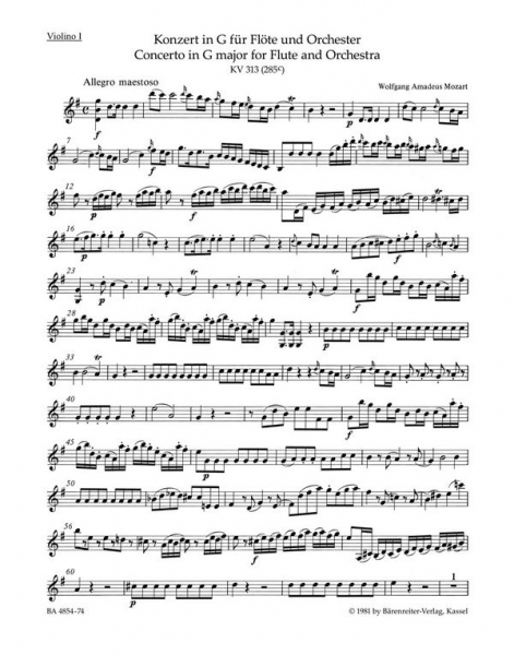 Konzert G-Dur KV313 für Flöte und Orchester