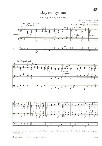 Bayernhymne für Orgel