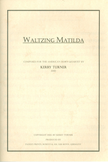 Waltzing Matilda for 4 horns and 2 offstage horns