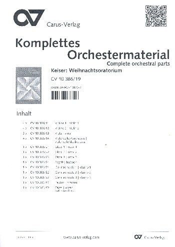 Weihnachtsoratorium für Soli, gem Chor und Orchester