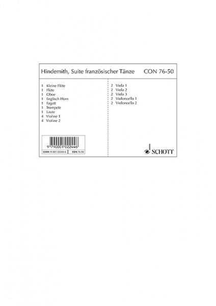 Suite französischer Tänze für kleines Orchester