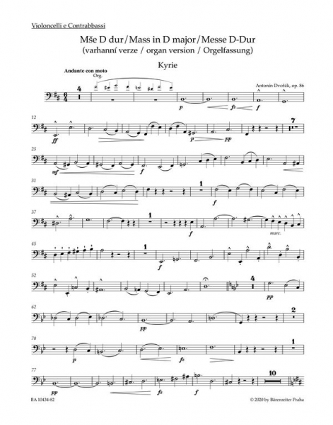 Messe D-Dur op.86 für Soli, gem Chor und Orgel (Violoncello und Kontrabass ad lib)