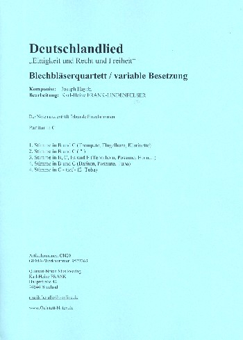 Deutschlandlied für 4 Blechbläser (Ensemble)
