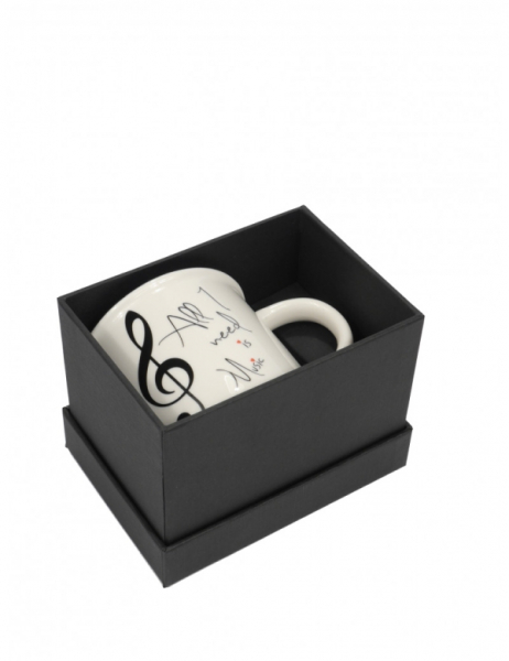 Tasse &#039;All I need is Music&#039; weiß 350ml (New Bone China) mit Geschenkbox