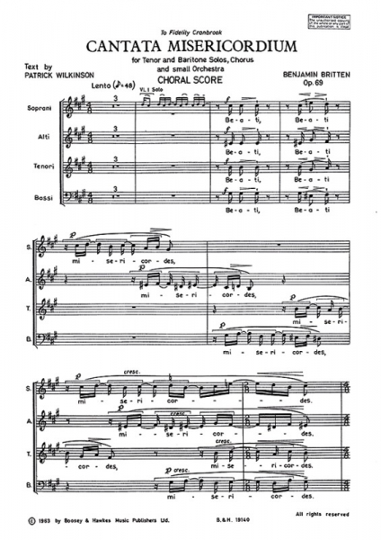 Cantata Misericordium op. 69 für Soli (TBar), gemischter Chor (SATB) und Orchester