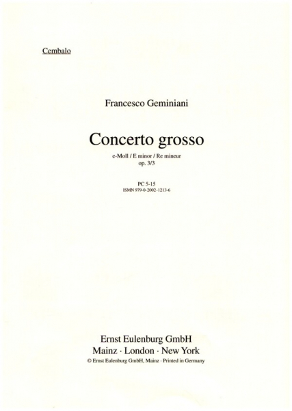 Concerto grosso e-Moll op.3,3 für Streichquartett und Streichorchester
