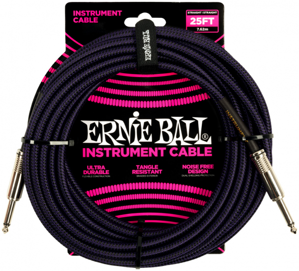 Instrumentenkabel Ernie Ball EB6397 violett/schwarz 7,62 Meter