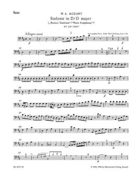 Sinfonie D-Dur KV297 für Orchester
