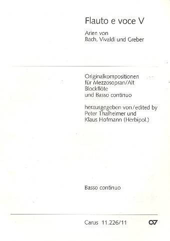 Flauto e voce Band 5 für Mezzosopran/Alt, Blockflöte und Bc