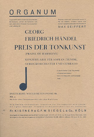 Preis der Tonkunst für Sopran, Streichorchester und Cembalo
