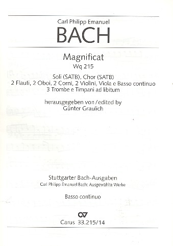 Magnificat D-Dur WQ215 für Soli, gem Chor und Orchester