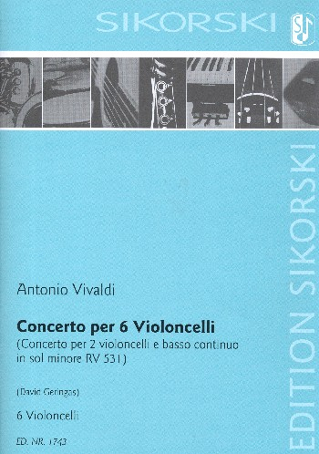 Konzert g-Moll RV531 für 2 Violoncelli, Streicher und Bc für 6 Violoncelli