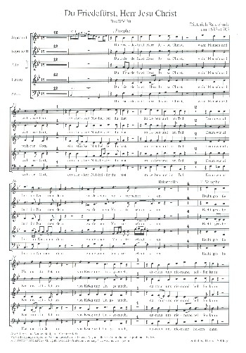 Du Friedefürst Herr Jesu Christ BuxWV20 für gem Chor, 2 Violinen, Violone und Bc