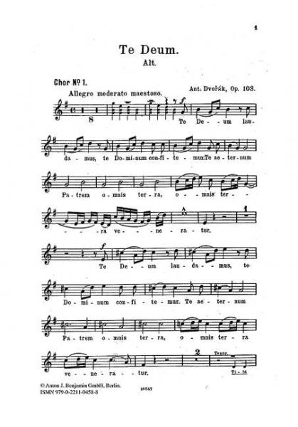 Te Deum op.103 für Sopran, Bass, gem Chor und Orchester