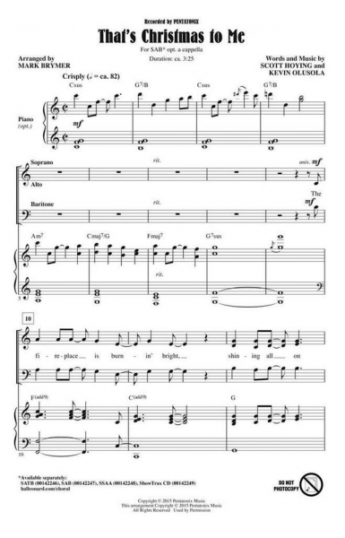 That&#039;s Christmas to Me for mixed choir (SAB) and piano or a cappella