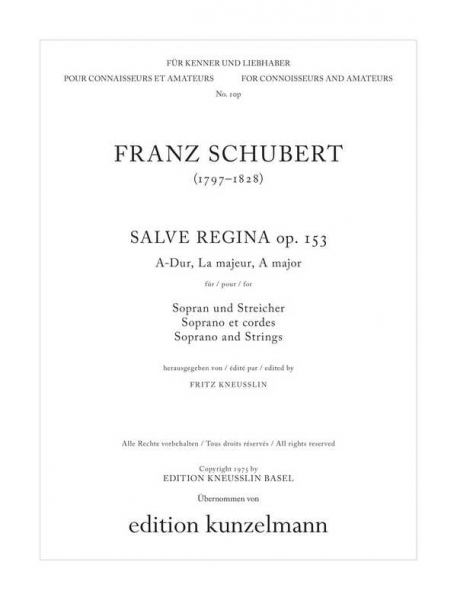 Salve Regina A-Dur op.153 für Sopran und Streichorchester