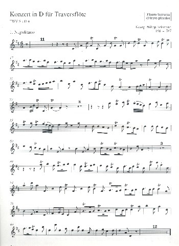 Konzert D-Dur TWV51:D4 für Flöte, 2 Violinen, Viola und Bc