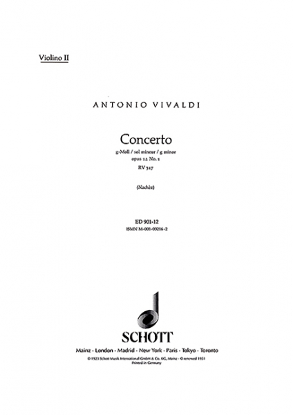 Concerto g-Moll op. 12/1 RV 317 / PV 343 für Violine, Streichorchester und Orgel