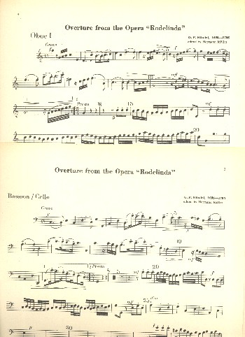 Ouvertüre aus der Oper Rodelinda und Suite aus dem Ballett Terpsichore für Kammerorchester