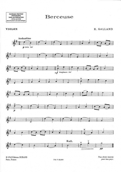 Berceuse pour violon et piano
