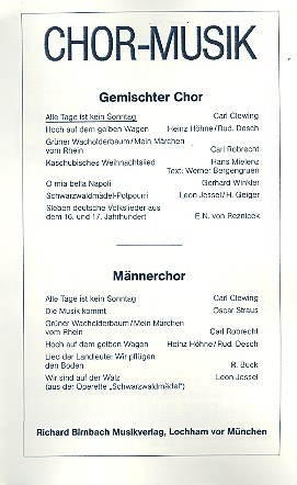 Alle Tage ist kein Sonntag für gem Chor