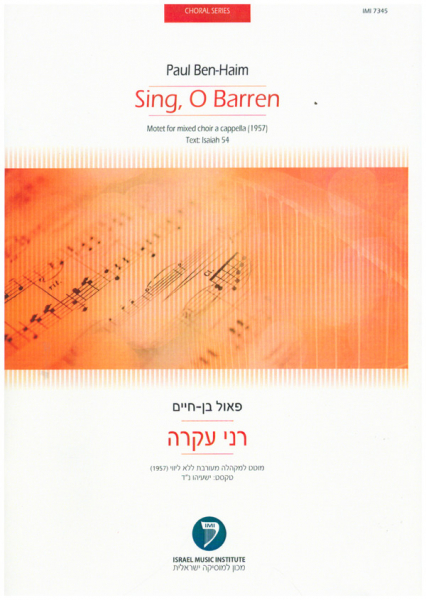 Sing, O Barren for mixed chorus a cappella