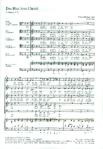 Das Blut Jesu Christi für gem Chor, Blechbläser und Bc
