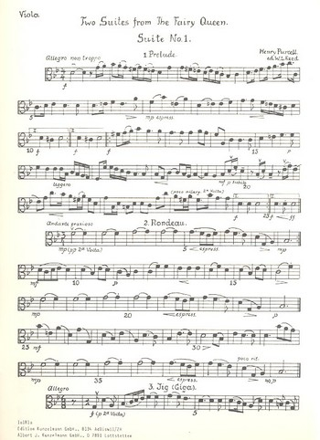 2 Suiten aus 'The Fairy Queen' für Streichorchester