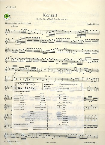 Konzert D-Dur für Flöte (Oboe), Streicher und Bc