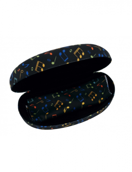 Sonnenbrillenetui Noten bunt/schwarz mit Mikrofasertuch Hardcase: 16,5 x 8,5 cm / Putztuch: 15 x 18