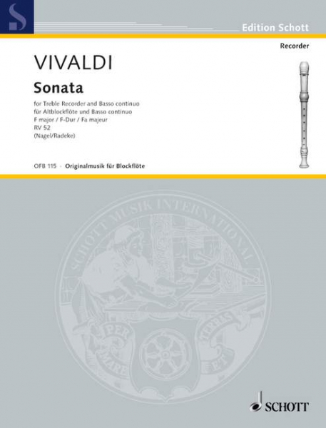 Sonate F-Dur RV52 für Altblockflöte und Klavier