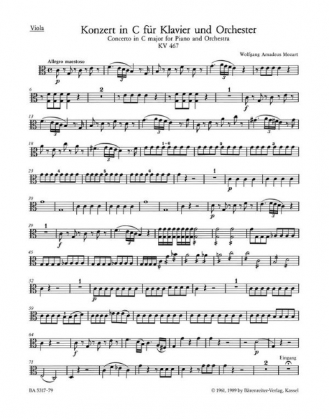 Konzert C-Dur Nr.21 KV467 für Klavier und Orchester