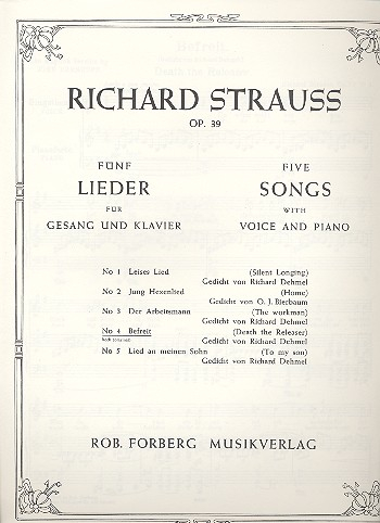 Befreit op.39,4 für hohe Singstimme und Klavier