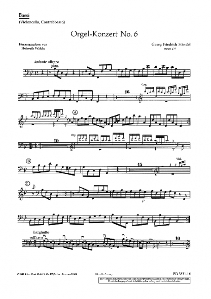 Konzert B-Dur Nr.6 op.4,6 für Orgel und Orchester