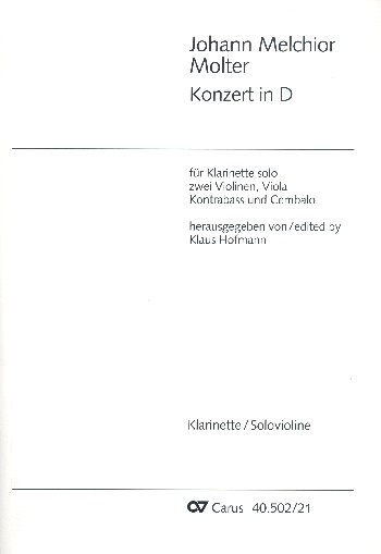 Konzert D-Dur für Klarinette und Streichorchester mit Cembalo