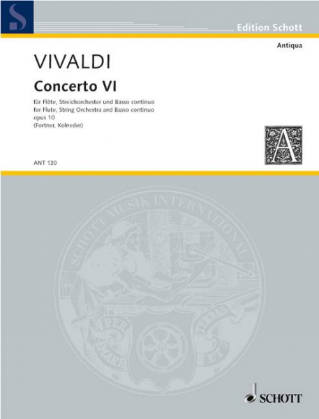 Concerto Nr. 6 op. 10/6 RV 437/PV 105 für Flöte (Alt-Blockflöte), Streichorchester und Basso continu