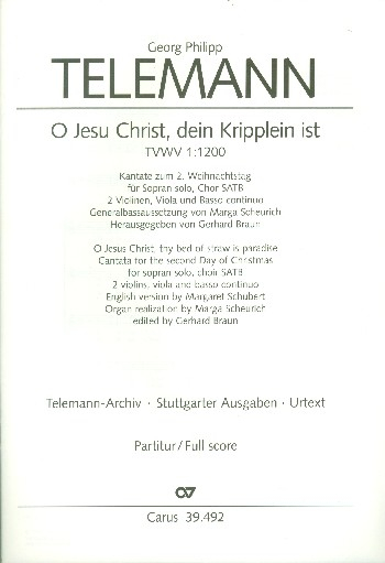 O Jesu Christ dein Kripplein ist Weihnachtskantate für Chor,