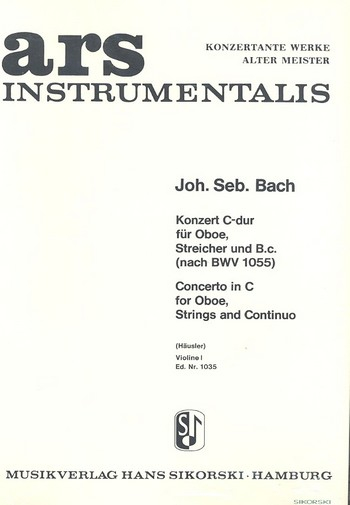 Konzert C-Dur nach BWV1055 für Oboe und Streichorchester