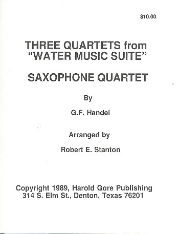 Water Music (Selections) for 4 saxophones (AATBar)