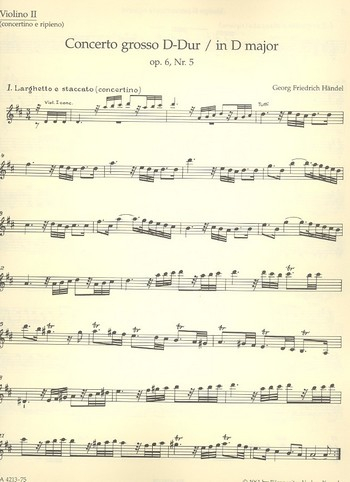 Concerto grosso D-Dur op.6,5 HWV323 für Orchester