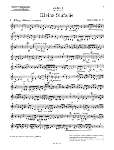 Kleine Sinfonie op.87 für Streichorchester