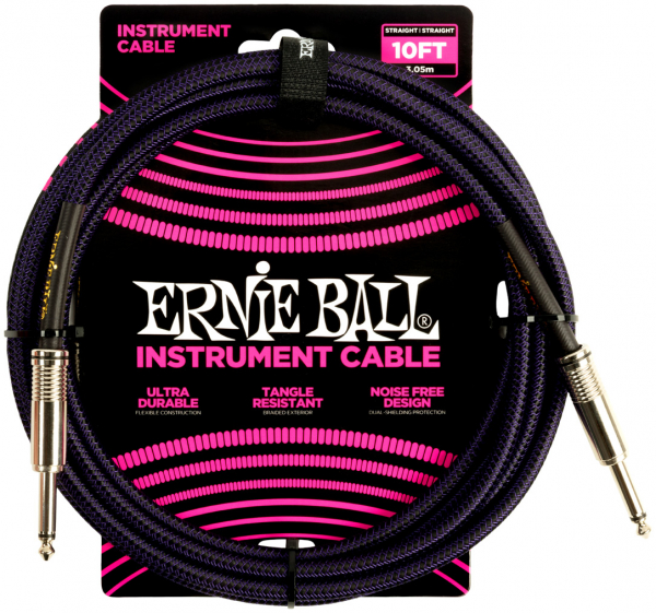 Instrumentenkabel Ernie Ball EB6393 Violett/Schwarz 3,05 Meter