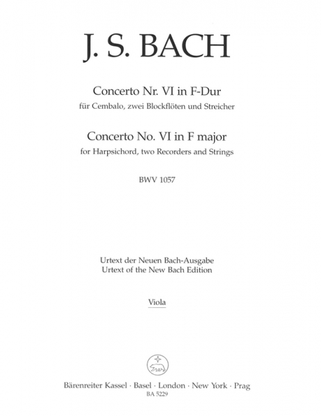 Concerto F-Dur Nr.6 BWV1057 für Cembalo, 2 Blockflöten und